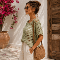Crochet Mesh Top Pattern PDF, Boho Crochet Top Pattern, Summer Crochet Shirt, Women's Crochet Pattern, XS-5XL, Video Tutorial