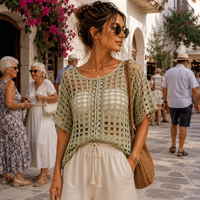 Crochet Mesh Top Pattern PDF, Boho Crochet Top Pattern, Summer Crochet Shirt, Women's Crochet Pattern, XS-5XL, Video Tutorial