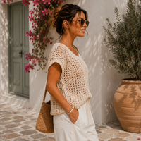 Crochet Mesh Top Pattern PDF, Boho Summer Crochet Top, Women's Open Mesh Shirt Pattern, XS-5XL, Video Tutorial, Digital Download