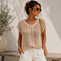 Crochet Mesh Top Pattern PDF, Boho Summer Crochet Top, Women's Open Mesh Shirt Pattern, XS-5XL, Video Tutorial, Digital Download