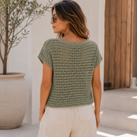 Sage Mesh Crochet Top Pattern PDF, V Neck Summer Crochet Shirt, Beginner Crochet Top Pattern, XS-5XL, Video Tutorial, Digital Download
