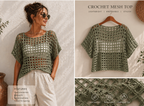 Sage Breeze Mesh Crochet Top Pattern PDF | Summer Crochet Top | Sizes S-XL | Instant Download