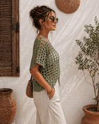 Sage Breeze Mesh Crochet Top Pattern PDF | Summer Crochet Top | Sizes S-XL | Instant Download