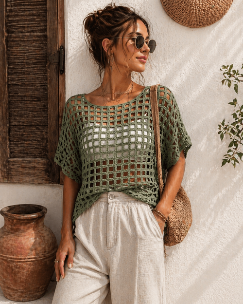 Sage Breeze Mesh Crochet Top Pattern PDF | Summer Crochet Top | Sizes S-XL | Instant Download