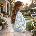 Daisy Flower Crochet Cardigan Pattern PDF | Granny Square Cardigan Tutorial | Beginner Friendly | Sizes S–L | Instant Download