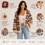 Desert Bloom Granny Square Cardigan Crochet Pattern PDF | Boho Floral Cardigan | Instant Download