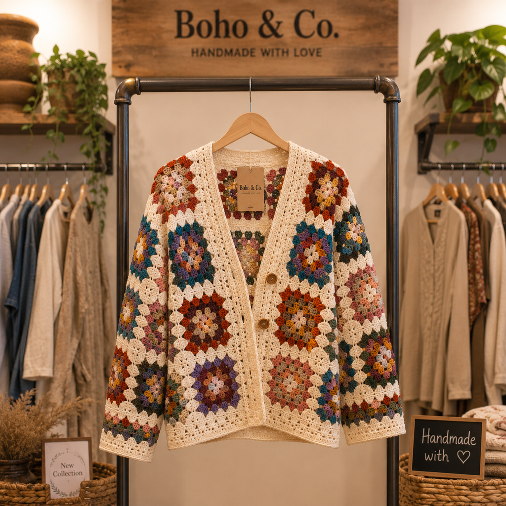 Desert Bloom Granny Square Cardigan Crochet Pattern PDF | Boho Floral Cardigan | Instant Download