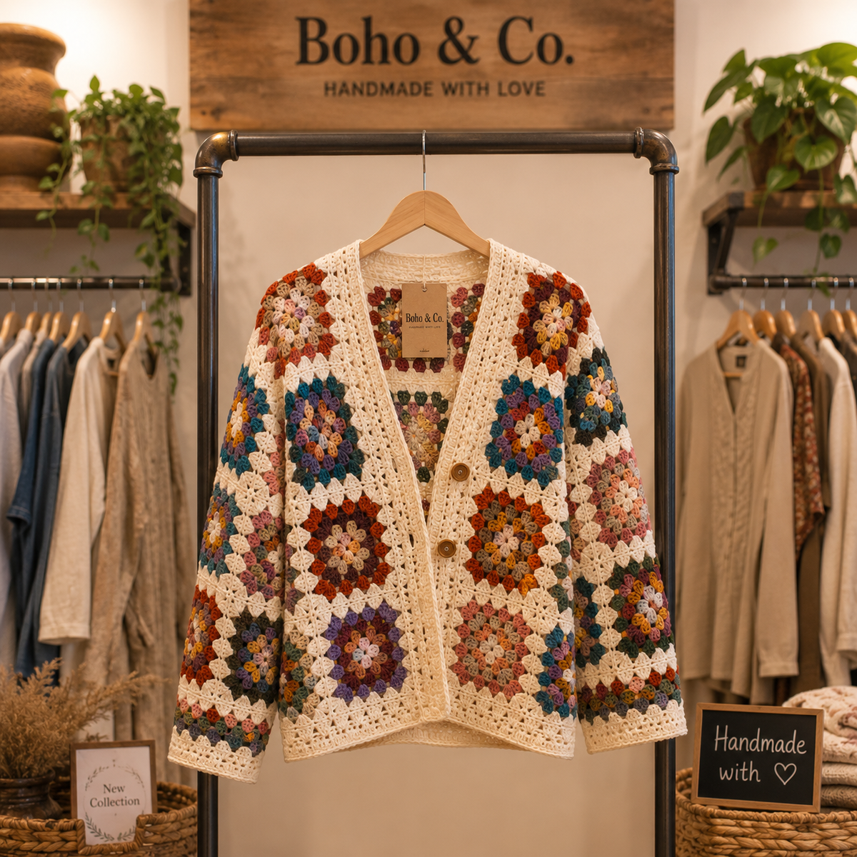 Desert Bloom Granny Square Cardigan Crochet Pattern PDF | Boho Floral Cardigan | Instant Download