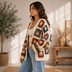 Desert Bloom Granny Square Cardigan Crochet Pattern PDF | Boho Floral Cardigan | Instant Download