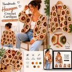 Vintage Earth Hexagon Crochet Cardigan Pattern PDF | Boho Cardigan | Sizes S-XL | Instant Download