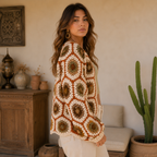Vintage Earth Hexagon Crochet Cardigan Pattern PDF | Boho Cardigan | Sizes S-XL | Instant Download