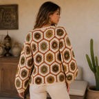Vintage Earth Hexagon Crochet Cardigan Pattern PDF | Boho Cardigan | Sizes S-XL | Instant Download
