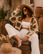 Desert Bloom Boho Granny Square Cardigan Crochet Pattern PDF | Sizes S-XL | Instant Download