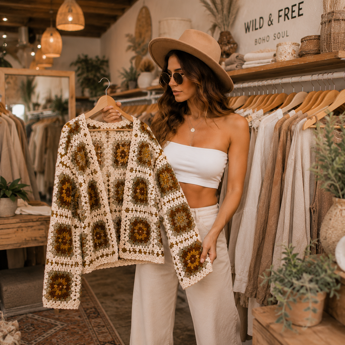 Desert Bloom Boho Granny Square Cardigan Crochet Pattern PDF | Sizes S-XL | Instant Download