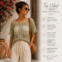 Crochet Mesh Top Pattern PDF, Boho Crochet Top Pattern, Summer Crochet Shirt, Women's Crochet Pattern, XS-5XL, Video Tutorial